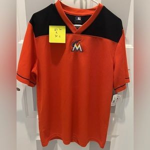 MIAMI MARLINS Authentic MLB Orange Golf Polo Shirt Men’s Size Large NWT